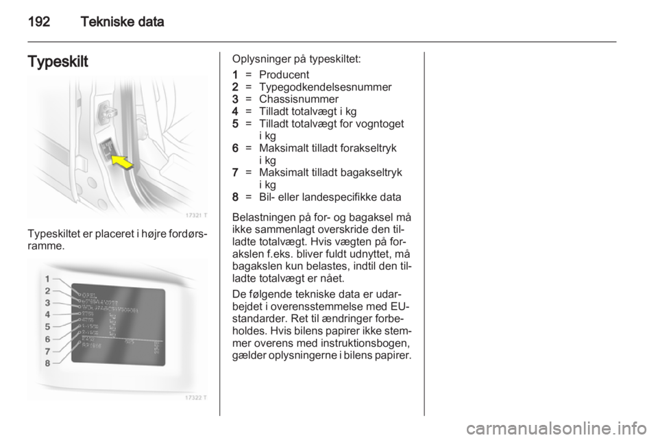 OPEL ZAFIRA 2012  Instruktionsbog (in Danish) 