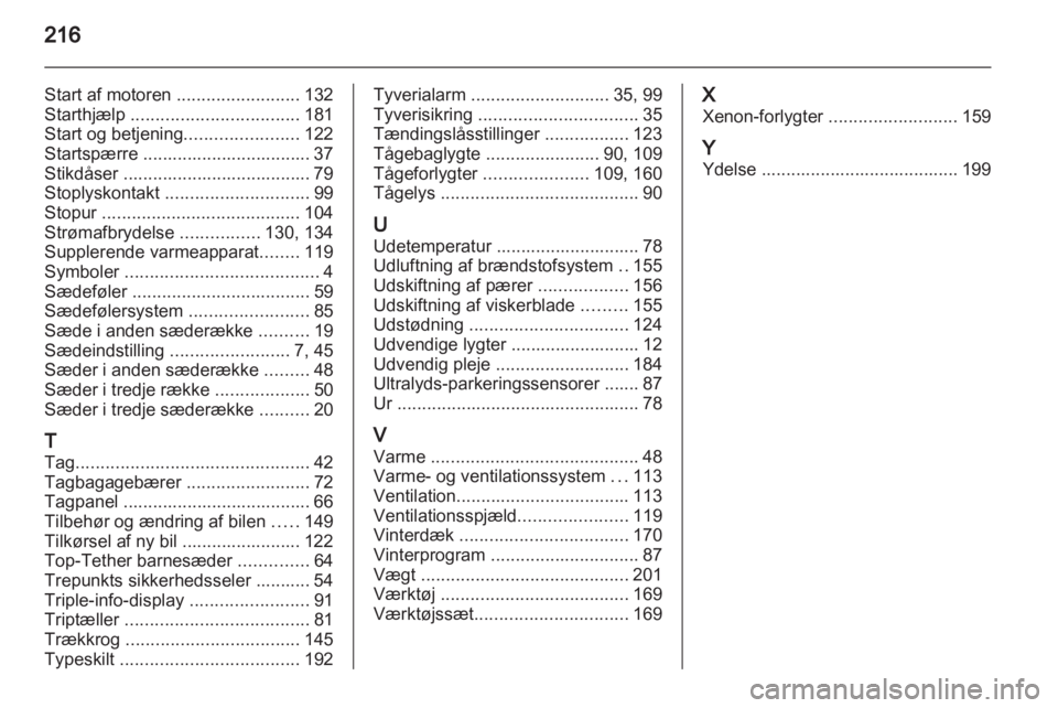 OPEL ZAFIRA 2012  Instruktionsbog (in Danish) 