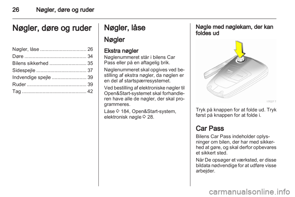 OPEL ZAFIRA 2012  Instruktionsbog (in Danish) 