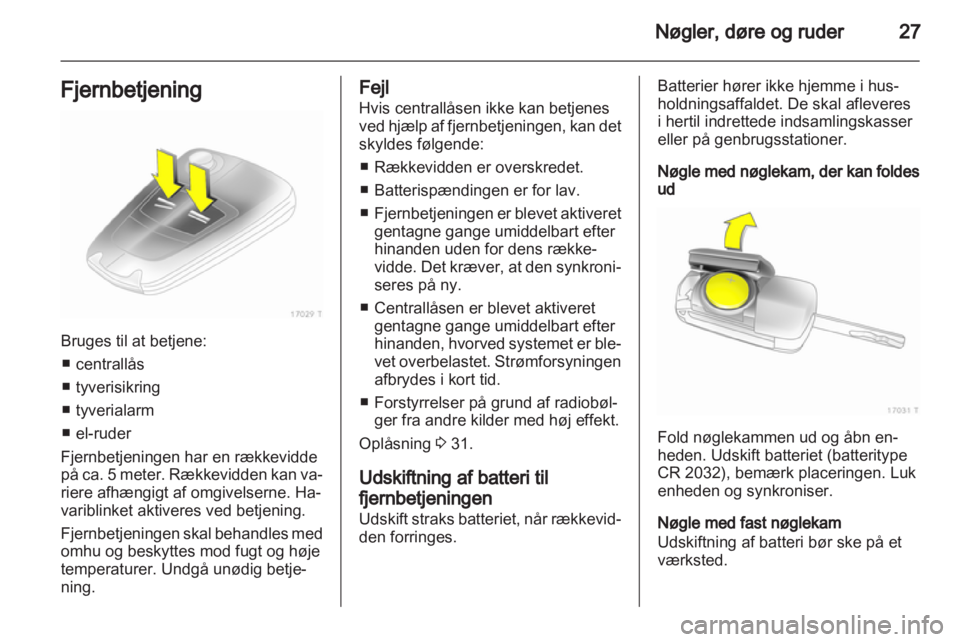 OPEL ZAFIRA 2012  Instruktionsbog (in Danish) 