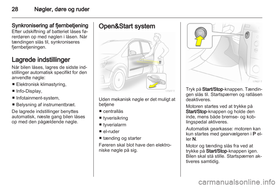 OPEL ZAFIRA 2012  Instruktionsbog (in Danish) 