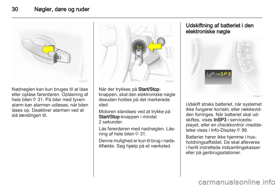 OPEL ZAFIRA 2012  Instruktionsbog (in Danish) 