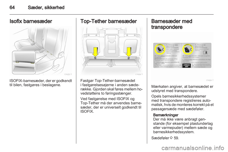 OPEL ZAFIRA 2012  Instruktionsbog (in Danish) 