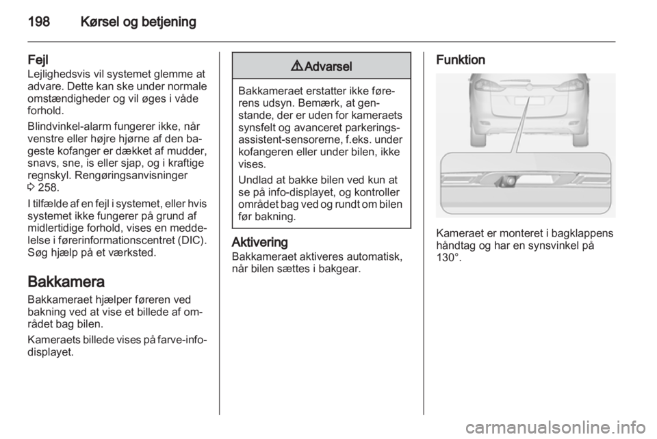 OPEL ZAFIRA TOURER 2013.5  Instruktionsbog (in Danish) 
