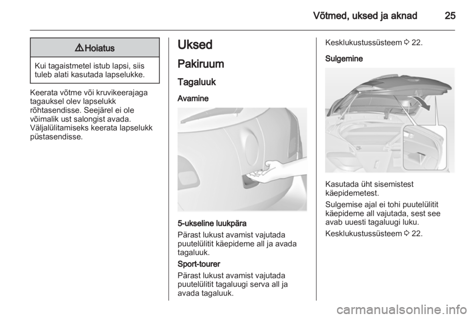OPEL ASTRA J 2011.5  Omaniku käsiraamat (in Estonian) 