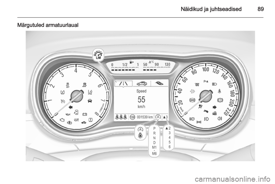 OPEL CORSA 2015.75 Omaniku käsiraamat (in Estonian) Näidikud ja juhtseadised89
Märgutuled armatuurlaual OPEL CORSA 2015.75 Omaniku käsiraamat (in Estonian) Näidikud ja juhtseadised89
Märgutuled armatuurlaual