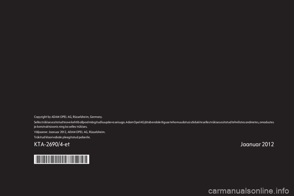 OPEL MERIVA 2012.5  Omaniku käsiraamat (in Estonian) 