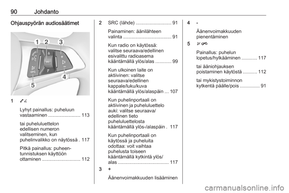 OPEL ASTRA K 2016 Infotainment-ohjekirja (in Finnish) 90JohdantoOhjauspyörän audiosäätimet
17w
Lyhyt painallus: puheluun
vastaaminen ........................ 113
tai puheluluettelon
edellisen numeron
valitseminen, kun
puhelinvalikko on näytössä . OPEL ASTRA K 2016 Infotainment-ohjekirja (in Finnish) 90JohdantoOhjauspyörän audiosäätimet
17w
Lyhyt painallus: puheluun
vastaaminen ........................ 113
tai puheluluettelon
edellisen numeron
valitseminen, kun
puhelinvalikko on näytössä .