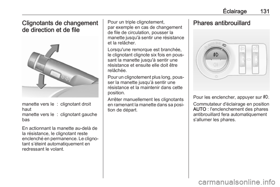 OPEL ASTRA J 2017 Manuel dutilisation (in French) Éclairage131Clignotants de changementde direction et de filemanette vers le
haut:clignotant droitmanette vers le
bas:clignotant gauche
En actionnant la manette au-delà de la résistance, le clignota OPEL ASTRA J 2017 Manuel dutilisation (in French) Éclairage131Clignotants de changementde direction et de filemanette vers le
haut:clignotant droitmanette vers le
bas:clignotant gauche
En actionnant la manette au-delà de la résistance, le clignota