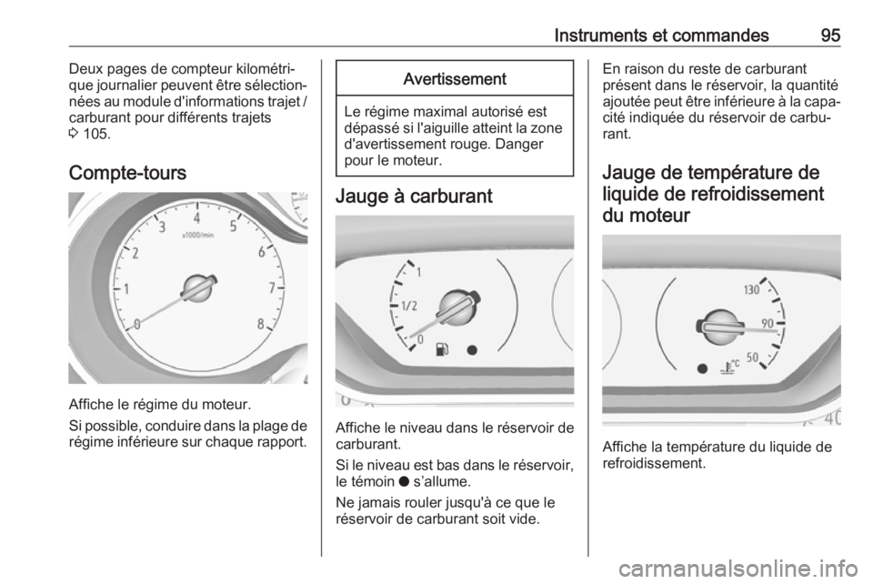 OPEL GRANDLAND X 2018.75 Manuel dutilisation (in French) Instruments et commandes95Deux pages de compteur kilométri‐
que journalier peuvent être sélection‐
nées au module d'informations trajet / carburant pour différents trajets
3 105.
Compte- OPEL GRANDLAND X 2018.75 Manuel dutilisation (in French) Instruments et commandes95Deux pages de compteur kilométri‐
que journalier peuvent être sélection‐
nées au module d'informations trajet / carburant pour différents trajets
3 105.
Compte-