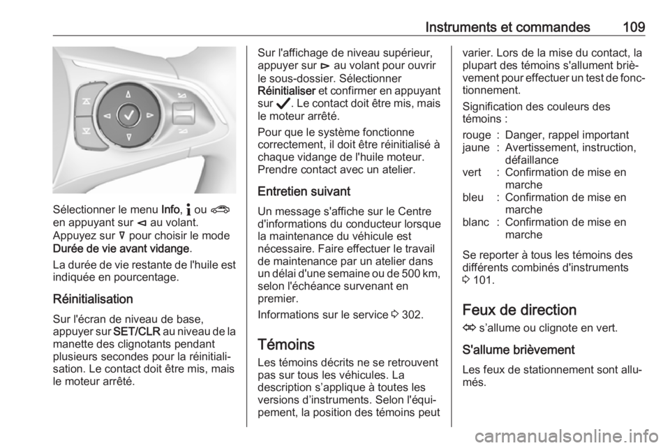 Opel Insignia Break Manuel D Utilisation In French 345 Pages Page 1 Instruments Et Commandes109 Selectionner Le