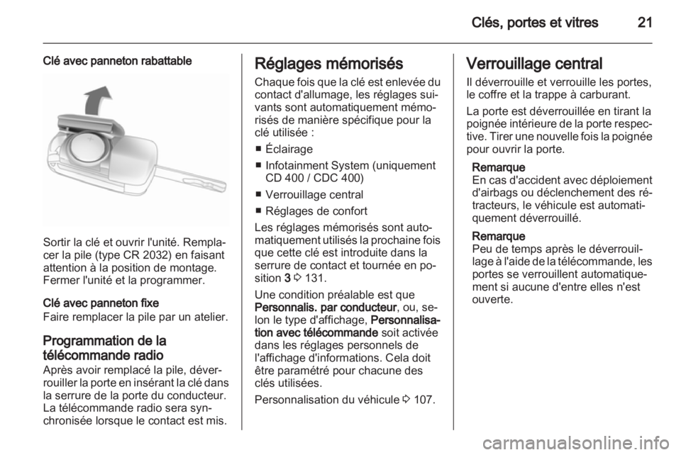 OPEL MERIVA 2011  Manuel dutilisation (in French) 