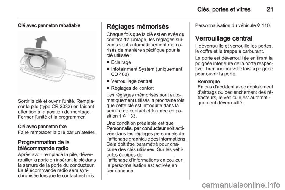 OPEL MERIVA 2011.5  Manuel dutilisation (in French) 