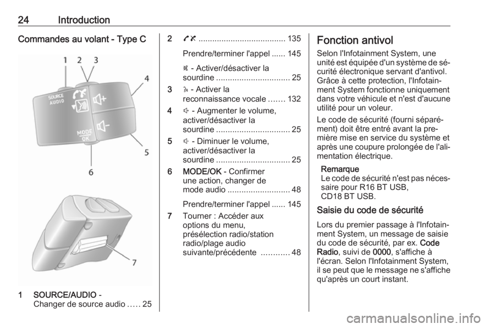 OPEL VIVARO B 2016 Manuel multimédia (in French) 24IntroductionCommandes au volant - Type C
1 SOURCE/AUDIO -
Changer de source audio .....25
2 78 ...................................... 135
Prendre/terminer l'appel ...... 145
@ - Activer/désact OPEL VIVARO B 2016 Manuel multimédia (in French) 24IntroductionCommandes au volant - Type C
1 SOURCE/AUDIO -
Changer de source audio .....25
2 78 ...................................... 135
Prendre/terminer l'appel ...... 145
@ - Activer/désact