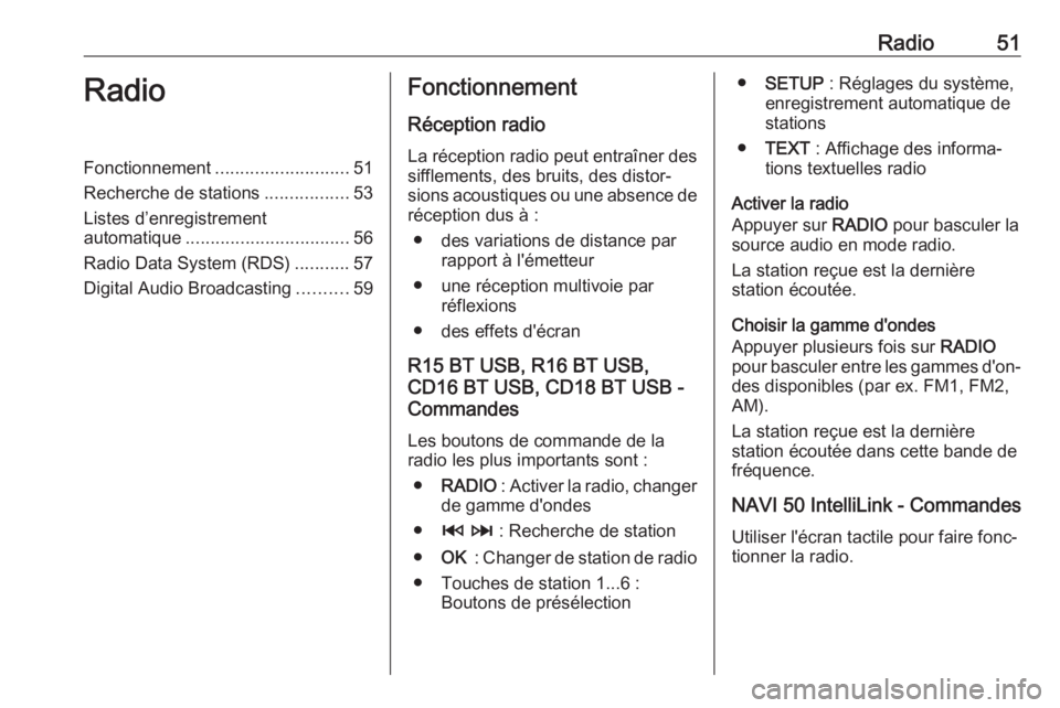 OPEL VIVARO B 2019 Manuel multimédia (in French) Radio51RadioFonctionnement........................... 51
Recherche de stations .................53
Listes d’enregistrement
automatique ................................. 56
Radio Data System (RDS) .. OPEL VIVARO B 2019 Manuel multimédia (in French) Radio51RadioFonctionnement........................... 51
Recherche de stations .................53
Listes d’enregistrement
automatique ................................. 56
Radio Data System (RDS) ..
