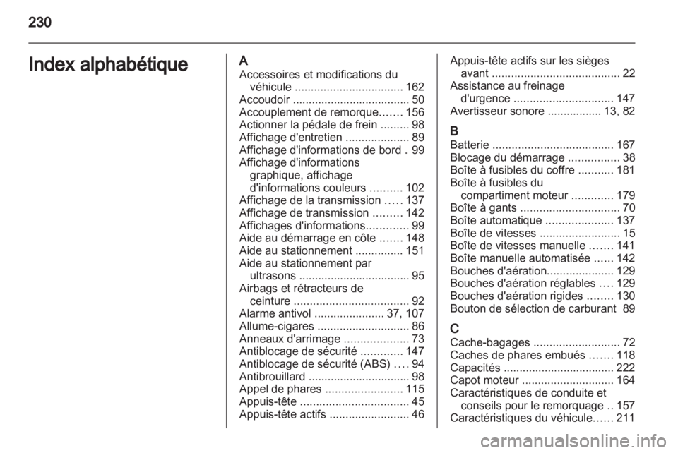 OPEL ZAFIRA 2012  Manuel dutilisation (in French) 
