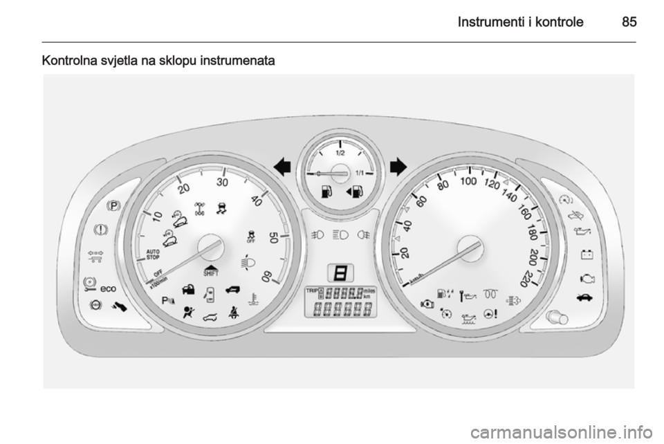 OPEL ANTARA 2014.5  Priručnik za vlasnika (in Croatian) Instrumenti i kontrole85
Kontrolna svjetla na sklopu instrumenata 