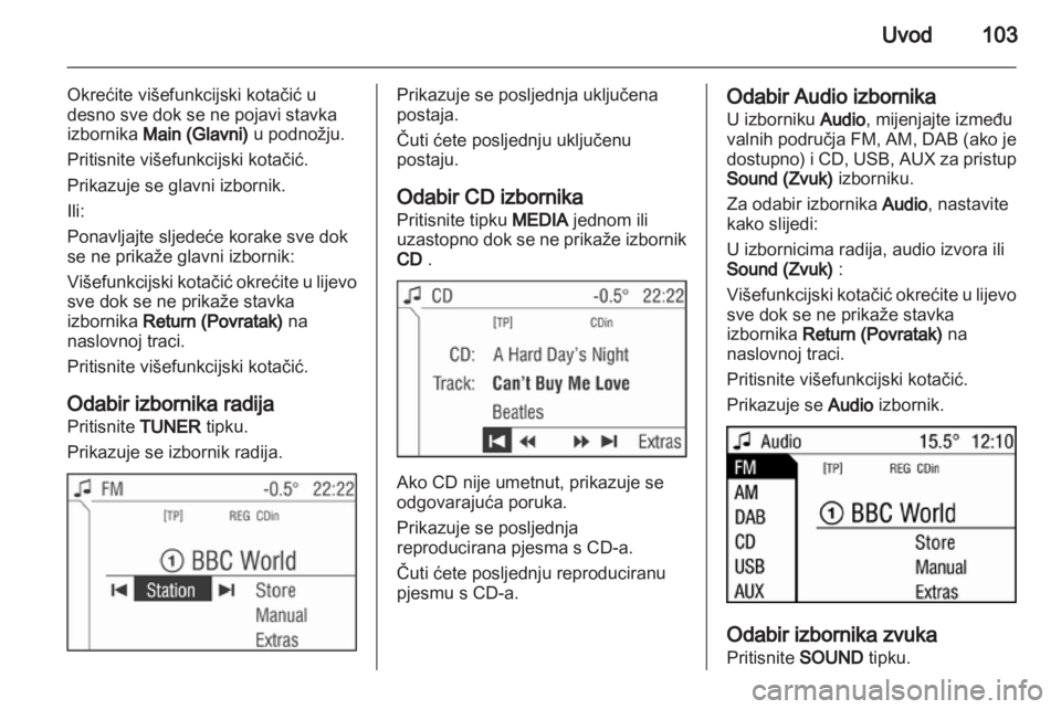 OPEL ZAFIRA B 2014  Priručnik za Infotainment (in Croatian) 