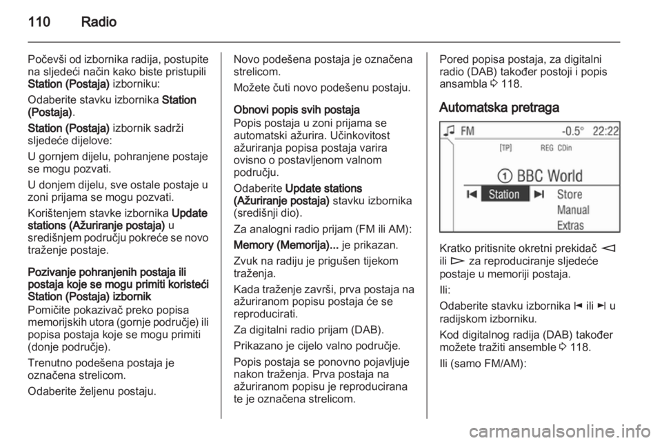 OPEL ZAFIRA B 2014  Priručnik za Infotainment (in Croatian) 