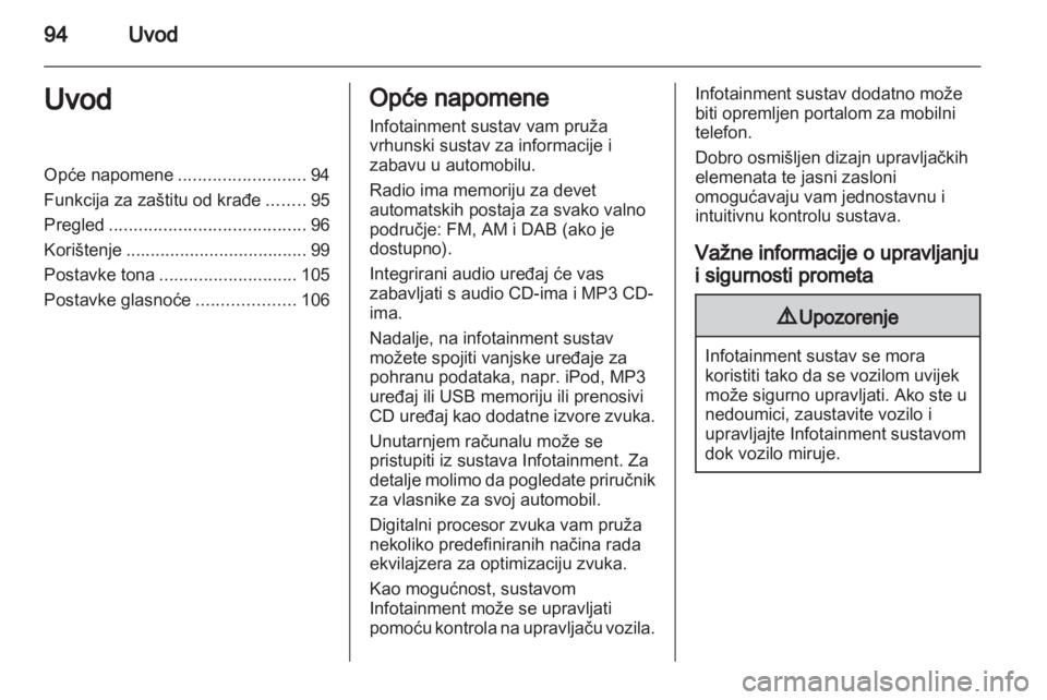 OPEL ZAFIRA B 2014  Priručnik za Infotainment (in Croatian) 