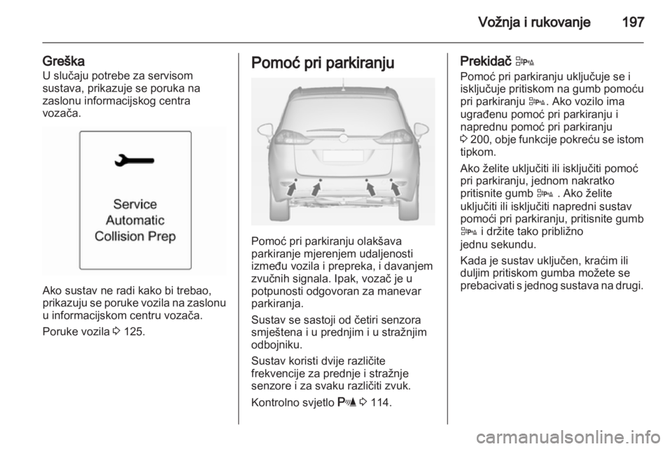 OPEL ZAFIRA TOURER 2013.5  Priručnik za vlasnika (in Croatian) 
