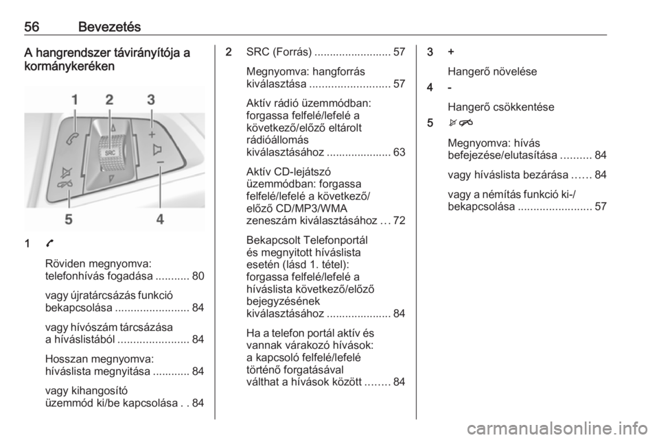 OPEL CORSA 2017 Infotainment kézikönyv (in Hungarian) 56BevezetésA hangrendszer távirányítója a
kormánykeréken
1 7
Röviden megnyomva:
telefonhívás fogadása ...........80
vagy újratárcsázás funkció bekapcsolása ........................ 84 OPEL CORSA 2017 Infotainment kézikönyv (in Hungarian) 56BevezetésA hangrendszer távirányítója a
kormánykeréken
1 7
Röviden megnyomva:
telefonhívás fogadása ...........80
vagy újratárcsázás funkció bekapcsolása ........................ 84