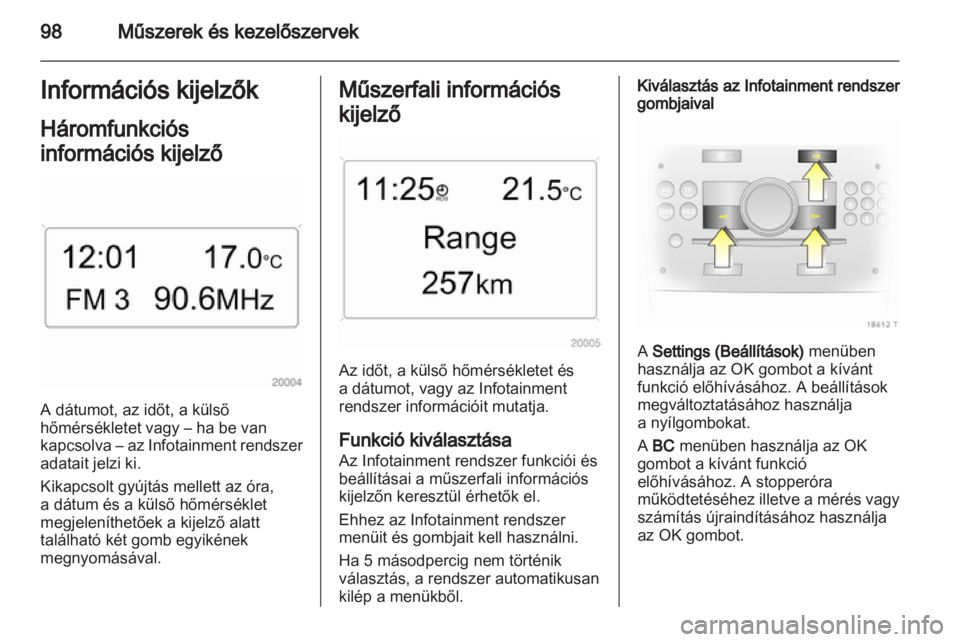 OPEL ZAFIRA 2012  Kezelési útmutató (in Hungarian) 