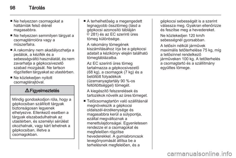 OPEL ZAFIRA TOURER 2013.5  Kezelési útmutató (in Hungarian) 