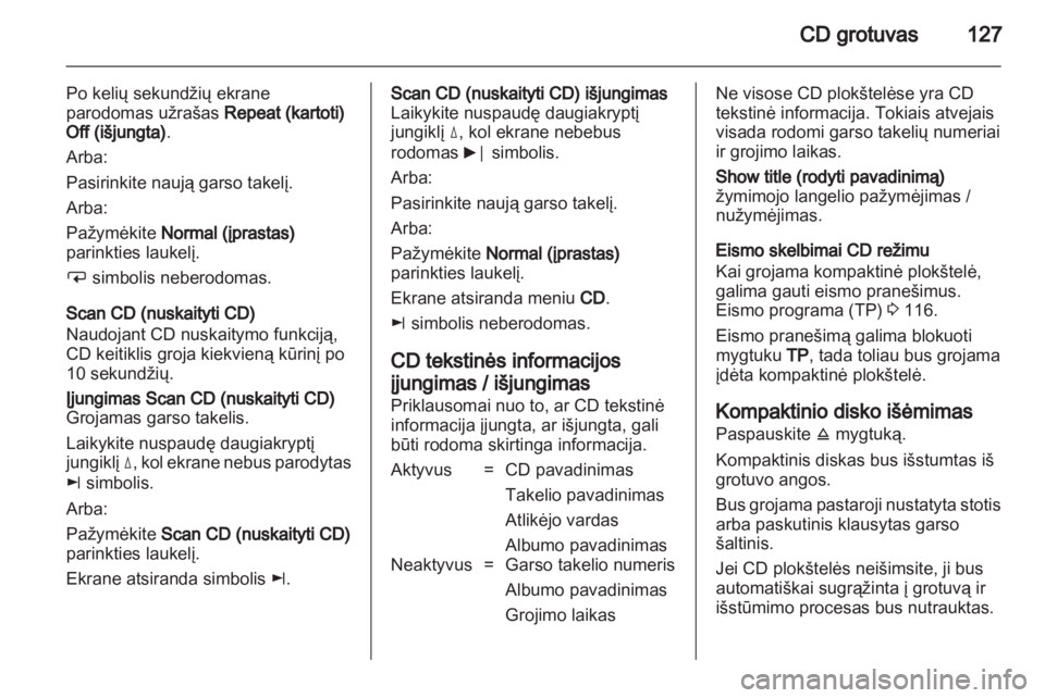 OPEL CORSA 2013.5  Informacijos ir pramogų sistemos vadovas (in Lithuanian) 