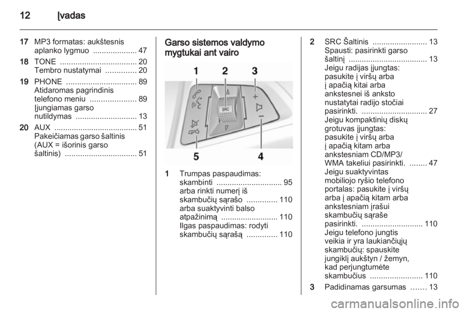 OPEL MERIVA 2011.25  Informacijos ir pramogų sistemos vadovas (in Lithuanian) 