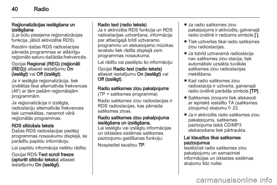 OPEL MERIVA 2011.25  Informācijas un izklaides sistēmas rokasgrāmata (in Latvian) 