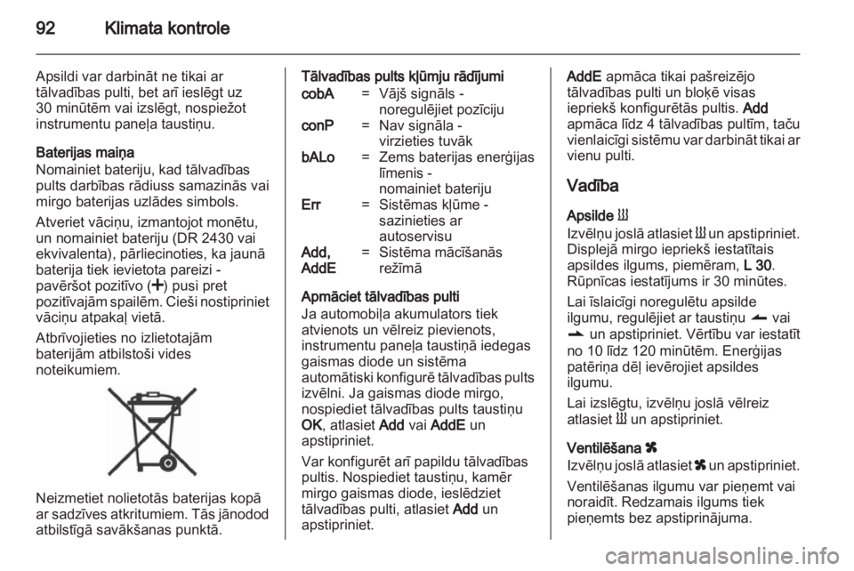 OPEL VIVARO 2013 Īpašnieka rokasgrāmata (in Latvian) OPEL VIVARO 2013 Īpašnieka rokasgrāmata (in Latvian)