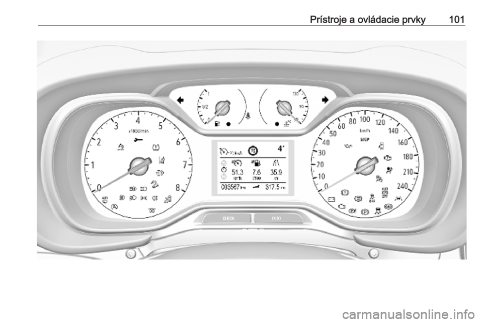 OPEL COMBO E 2019  Používateľská príručka (in Slovak) Prístroje a ovládacie prvky101 