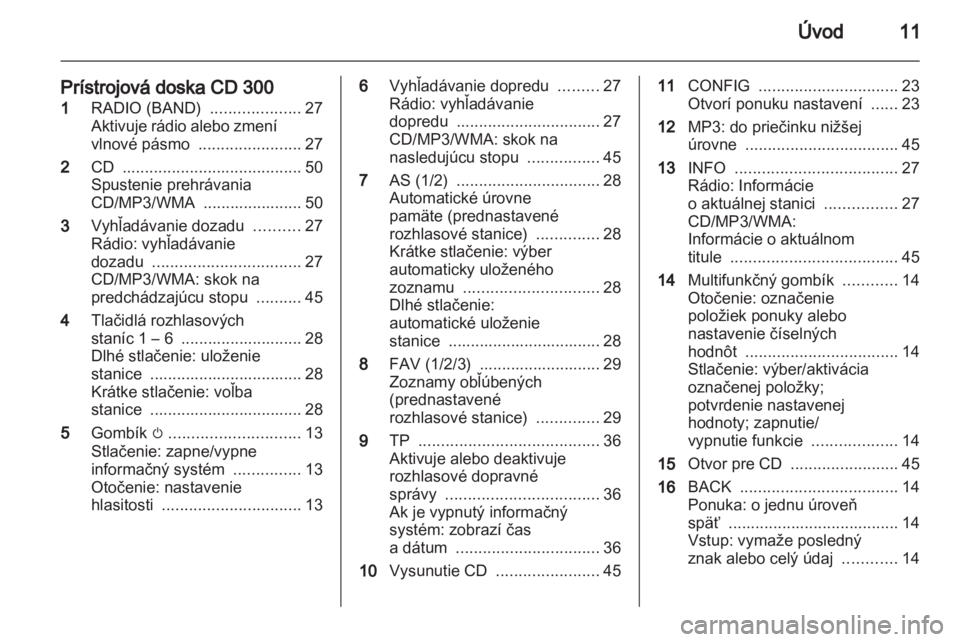 OPEL MERIVA 2011.5  Návod na obsluhu informačného systému (in Slovak) 