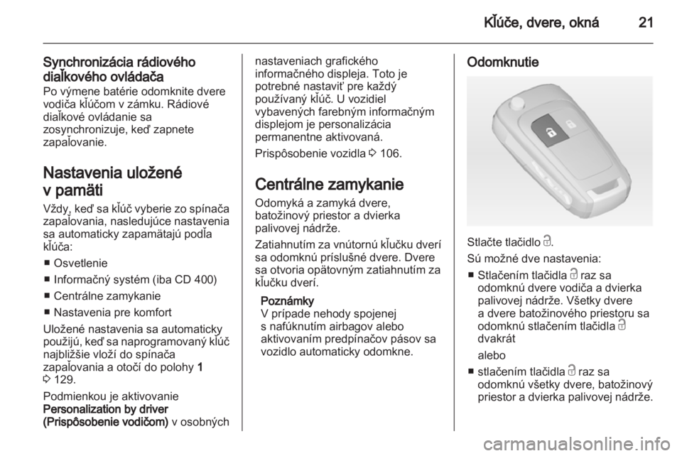 OPEL MERIVA 2011.5  Používateľská príručka (in Slovak) 