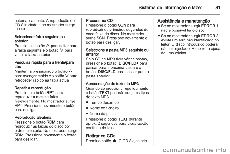 OPEL AGILA 2012.5  Manual de Instruções (in Portugues) 