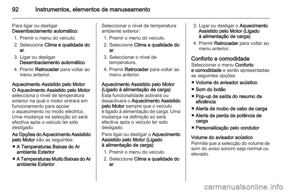 OPEL AMPERA 2012  Manual de Instruções (in Portugues) 