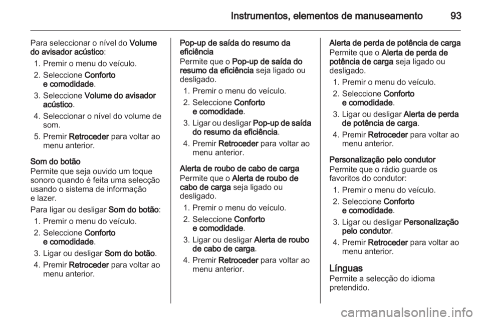 OPEL AMPERA 2012  Manual de Instruções (in Portugues) 