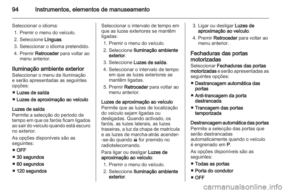 OPEL AMPERA 2012  Manual de Instruções (in Portugues) 
