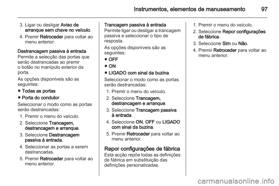 OPEL AMPERA 2012  Manual de Instruções (in Portugues) 