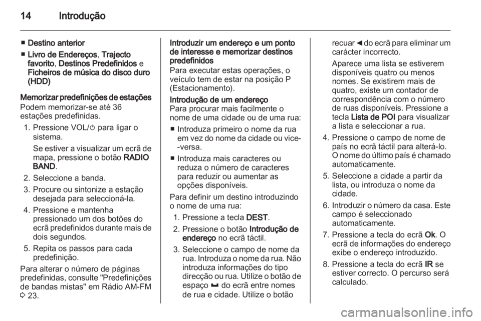 OPEL AMPERA 2013  Manual de Informação e Lazer (in Portugues) 