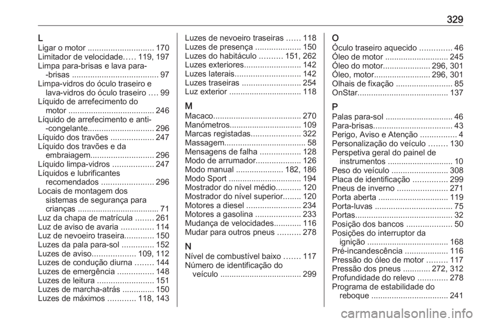 OPEL ASTRA K 2017 Manual de Instruções (in Portugues) 329LLigar o motor ............................. 170
Limitador de velocidade .....119, 197
Limpa para-brisas e lava para- -brisas ...................................... 97
Limpa-vidros do óculo tras OPEL ASTRA K 2017 Manual de Instruções (in Portugues) 329LLigar o motor ............................. 170
Limitador de velocidade .....119, 197
Limpa para-brisas e lava para- -brisas ...................................... 97
Limpa-vidros do óculo tras