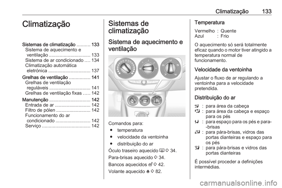 OPEL CORSA 2016.5 Manual de Instruções (in Portugues) Climatização133ClimatizaçãoSistemas de climatização..........133
Sistema de aquecimento e ventilação ............................... 133
Sistema de ar condicionado ....134
Climatização autom OPEL CORSA 2016.5 Manual de Instruções (in Portugues) Climatização133ClimatizaçãoSistemas de climatização..........133
Sistema de aquecimento e ventilação ............................... 133
Sistema de ar condicionado ....134
Climatização autom
