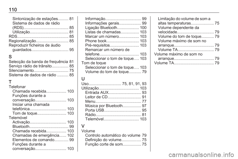 OPEL CORSA E 2018.5 Manual de Informação e Lazer (in Portugues) 110Sintonização de estações.........81
Sistema de dados de rádio
(RDS) ........................................ 85
Utilização................................... 81
RDS ......................... OPEL CORSA E 2018.5 Manual de Informação e Lazer (in Portugues) 110Sintonização de estações.........81
Sistema de dados de rádio
(RDS) ........................................ 85
Utilização................................... 81
RDS .........................