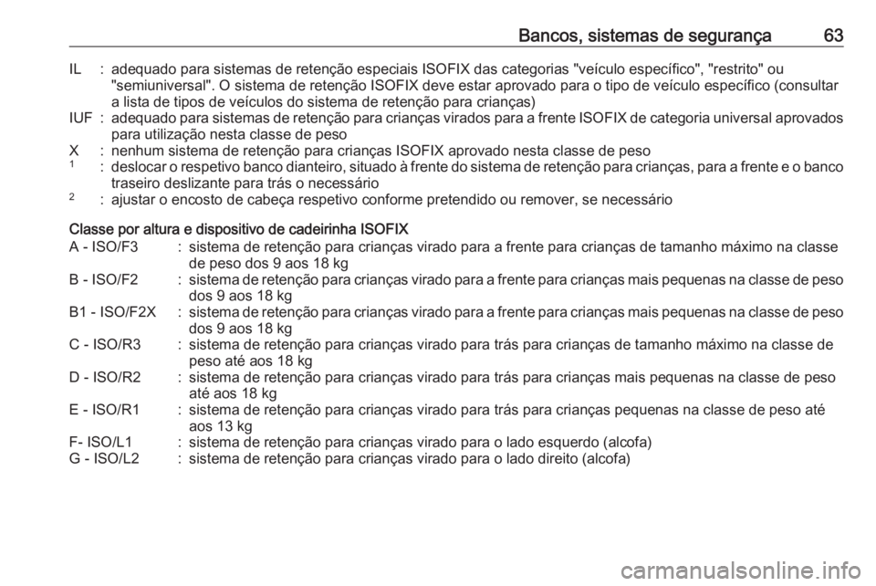 OPEL CROSSLAND X 2019.75 Manual de Instruções (in Portugues) Bancos, sistemas de segurança63IL:adequado para sistemas de retenção especiais ISOFIX das categorias "veículo específico", "restrito" ou
"semiuniversal". O sistema de rete OPEL CROSSLAND X 2019.75 Manual de Instruções (in Portugues) Bancos, sistemas de segurança63IL:adequado para sistemas de retenção especiais ISOFIX das categorias "veículo específico", "restrito" ou
"semiuniversal". O sistema de rete