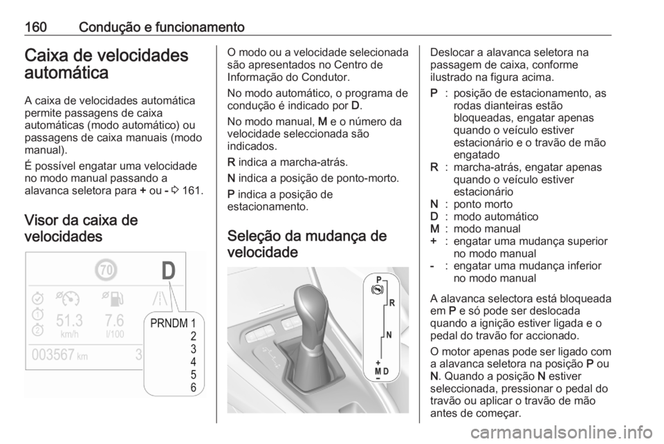 OPEL GRANDLAND X 2020  Manual de Instruções (in Portugues) 160Condução e funcionamentoCaixa de velocidades
automática
A caixa de velocidades automática
permite passagens de caixa
automáticas (modo automático) ou
passagens de caixa manuais (modo manual). OPEL GRANDLAND X 2020  Manual de Instruções (in Portugues) 160Condução e funcionamentoCaixa de velocidades
automática
A caixa de velocidades automática
permite passagens de caixa
automáticas (modo automático) ou
passagens de caixa manuais (modo manual).