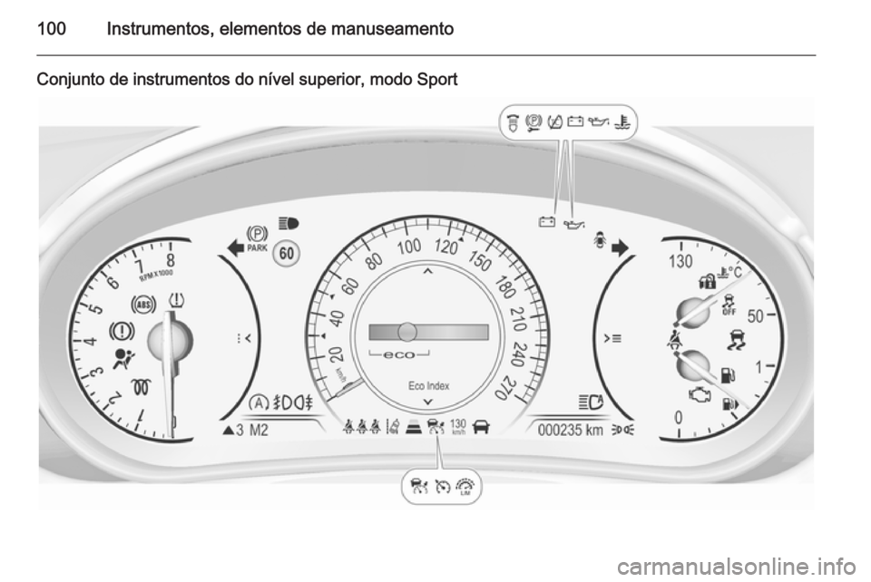 OPEL INSIGNIA 2014 Manual de Instruções (in Portugues) 100Instrumentos, elementos de manuseamento
Conjunto de instrumentos do nível superior, modo Sport OPEL INSIGNIA 2014 Manual de Instruções (in Portugues) 100Instrumentos, elementos de manuseamento
Conjunto de instrumentos do nível superior, modo Sport