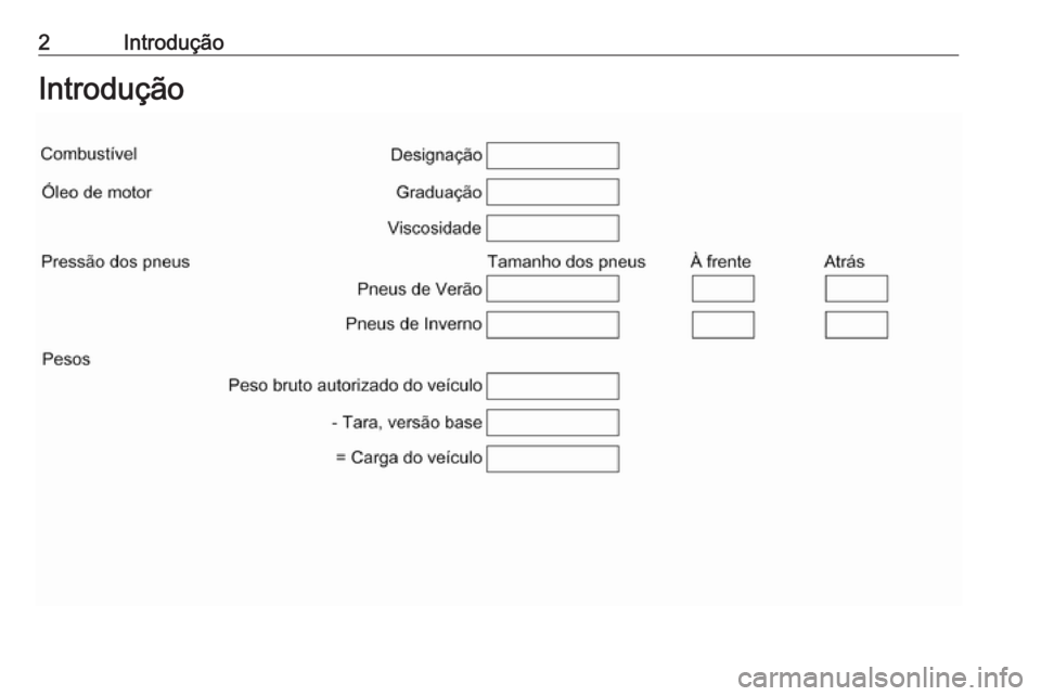 OPEL INSIGNIA BREAK 2018  Manual de Instruções (in Portugues) 2IntroduçãoIntrodução 