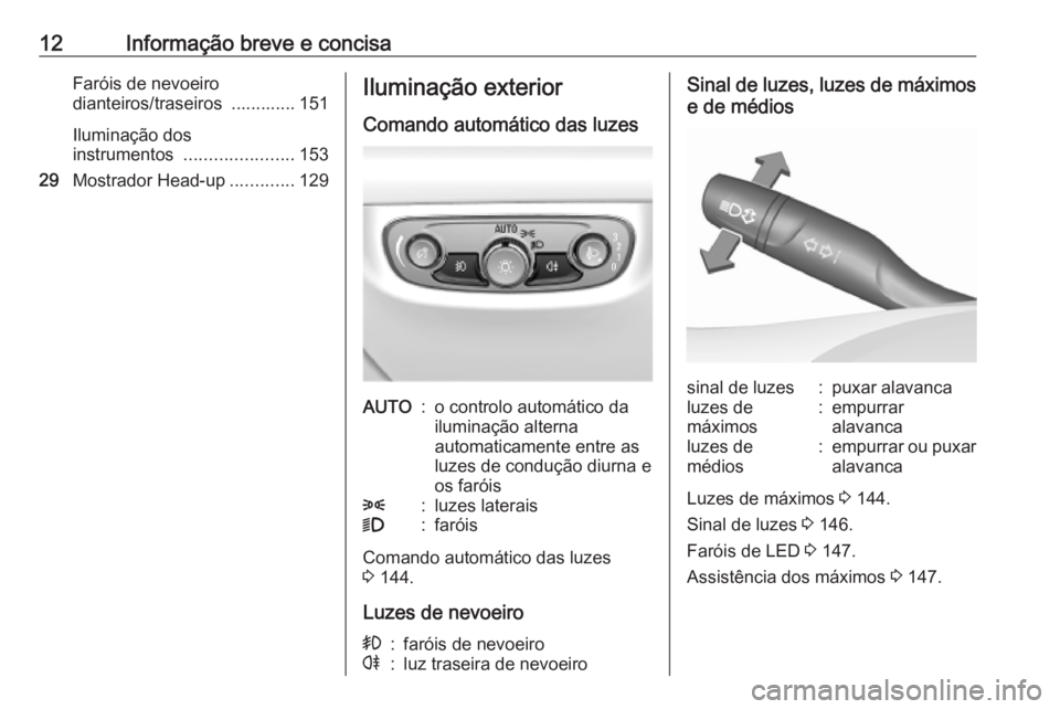 OPEL INSIGNIA BREAK 2019 Manual de Instruções (in Portugues) 12Informação breve e concisaFaróis de nevoeiro
dianteiros/traseiros ............. 151
Iluminação dos
instrumentos ...................... 153
29 Mostrador Head-up .............129Iluminação ex OPEL INSIGNIA BREAK 2019 Manual de Instruções (in Portugues) 12Informação breve e concisaFaróis de nevoeiro
dianteiros/traseiros ............. 151
Iluminação dos
instrumentos ...................... 153
29 Mostrador Head-up .............129Iluminação ex