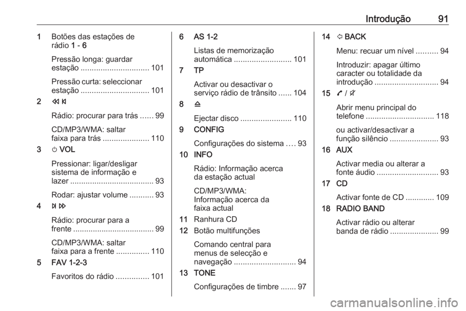 OPEL MOKKA 2016 Manual de Informação e Lazer (in Portugues) Introdução911Botões das estações de
rádio 1 - 6
Pressão longa: guardar
estação ............................... 101
Pressão curta: seleccionar estação ............................... 101
OPEL MOKKA 2016 Manual de Informação e Lazer (in Portugues) Introdução911Botões das estações de
rádio 1 - 6
Pressão longa: guardar
estação ............................... 101
Pressão curta: seleccionar estação ............................... 101